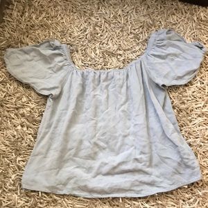 Light Blue Cold Shoulder Peasant Top by Full Tilt